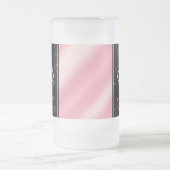 Monogram Elegant Black Marble & Pink Folie Matglas Bierpul (Center)