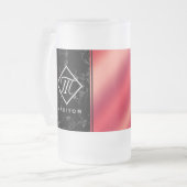 Monogram Elegant Black Marble & Rosé Red Folie Matglas Bierpul (Voorkant links)