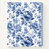Monogram Elegant Blauw Bloemen Kookboek Recept Notitieboek (Achterkant)