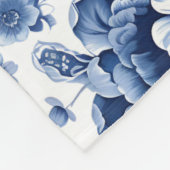 Monogram Elegant Blauw Bloempatroon Fleece Deken (Hoek)