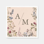 Monogram Elegant  Bloemen Bruiloft Servet (Voorkant)