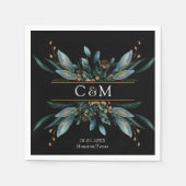 Monogram Elegant Blue Gold (imitat) Servet (Voorkant)