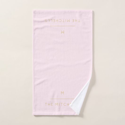 Monogram Elegant Blush Pink Gold Classy Chic Bad Handdoek (Handdoek)