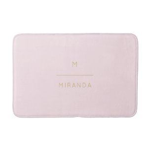Monogram Elegant Blush Pink Gold Minimalist Classy Badmat