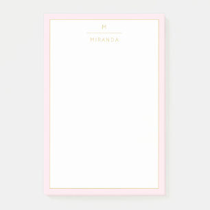 Monogram Elegant Blush Pink Gold Minimalist Classy Post-it® Notes