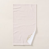 Monogram Elegant Blush Pink Gold Script Stijlvol Bad Handdoek (Handdoek)