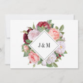 Monogram  Elegant Bourgogne Rozen Bruiloft Save The Date (Achterkant)