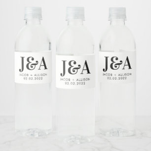 monogram elegant bruiloft gunst bridale partij waterfles etiket