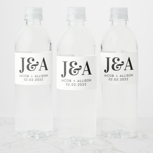 monogram elegant bruiloft gunst bridale partij waterfles etiket (Flessen)