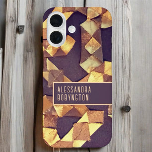 Monogram elegant bruin goud retro patroon iPhone 16 hoesje