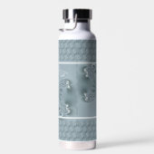 monogram Elegant Butterfly Wings Blauwgroen Waterfles (Rechts)