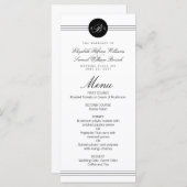Monogram Elegant Chic Zwart Stip Schoon Trouw Menu (Voorkant / Achterkant)