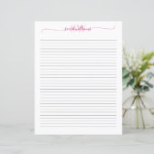 Monogram Elegant Chique Script Naam Stationery Pap (Staand voorkant)