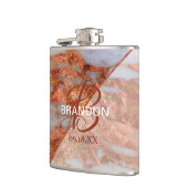 Monogram Elegant Copper Marble Geometric Groomsmen Heupfles (Links)