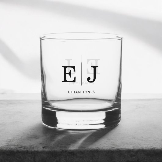 Monogram Elegant Eenvoudig Whiskey Glas