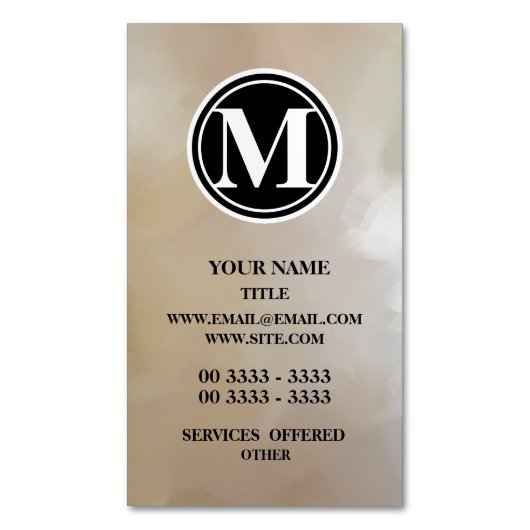 Monogram Elegant en Abstracte achtergrond Magnetisch Visitekaartje (Voorkant Verticaal)