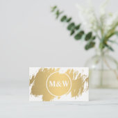 Monogram Elegant Faux Gold Grunge Visitekaartje (Staand voorkant)