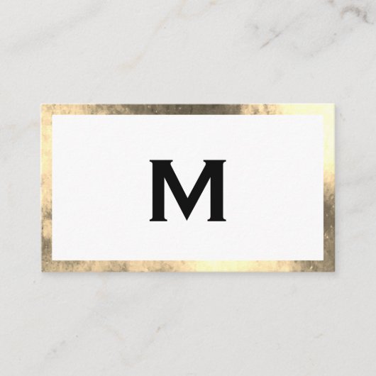 Monogram Elegant Faux Golden Border Visitekaartje (Voorkant)
