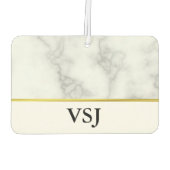 Monogram Elegant Faux Wit Marmer Luchtverfrisser (Achterkant)