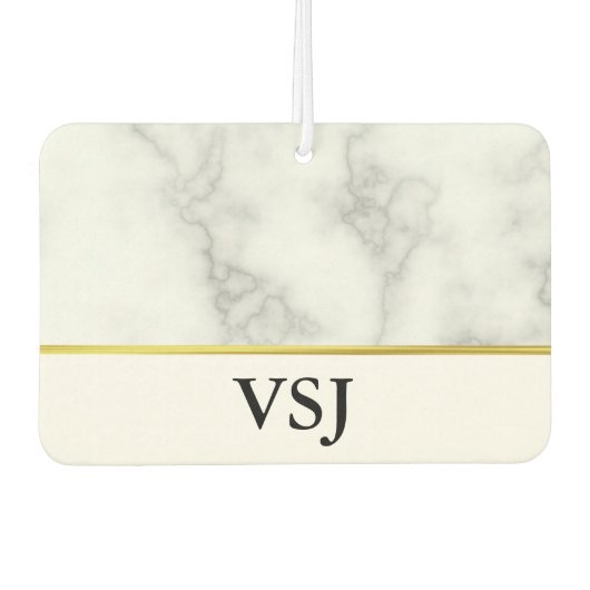 Monogram Elegant Faux Wit Marmer Luchtverfrisser (Voorkant)
