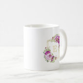 Monogram Elegant Floral Paarse Pansies Koffiemok (Voorkant rechts)