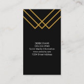 Monogram Elegant Geometric Gold Lines Simple Black Visitekaartje (Achterkant)