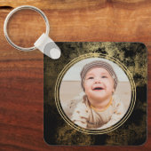 Monogram Elegant Gold Grunge Photo Template Sleutelhanger (Voorkant)