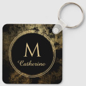 Monogram Elegant Gold Grunge Photo Template Sleutelhanger (Achterkant)