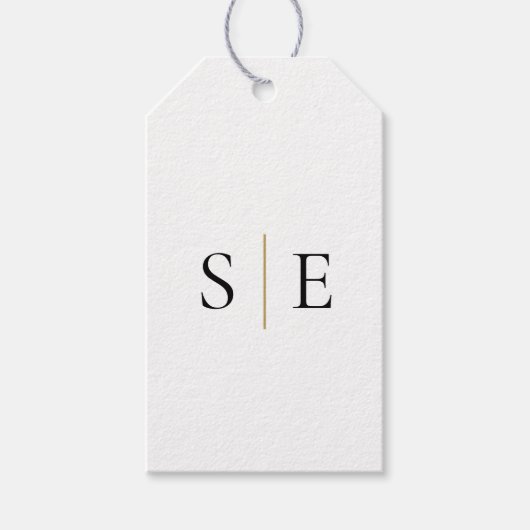 Monogram Elegant Goud Zwart Minimalistisch Cadeaulabel (Voorkant)