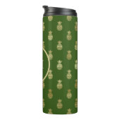 Monogram Elegant Green en Gold Pineapple Thermosbeker (Geroteerd rechts)