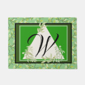 Monogram Elegant Green Leaves Doormat Deurmat (Voorkant)