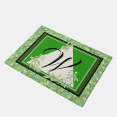 Monogram Elegant Green Leaves Doormat Deurmat (Schuin)
