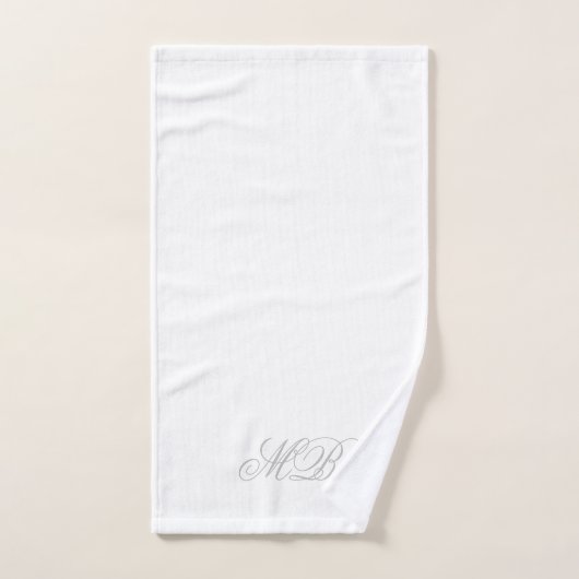Monogram Elegant Grey Initialen White Bad Handdoek (Handdoek)