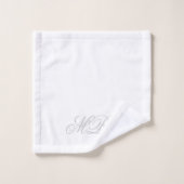 Monogram Elegant Grey Initialen White Bad Handdoek (Wasdoekje)