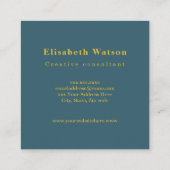 Monogram Elegant Groen Blauw Professioneel Vierkante Visitekaartje (Achterkant)