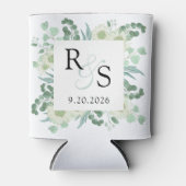 Monogram Elegant groen bruiloft Blikjeskoeler (Voorkant)