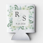 Monogram Elegant groen bruiloft Blikjeskoeler (Achterkant)