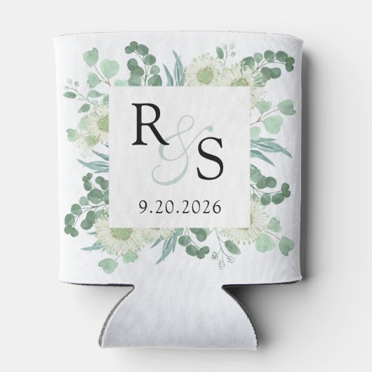 Monogram Elegant groen bruiloft Blikjeskoeler (Achterkant)