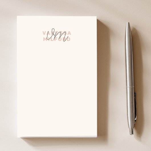 Monogram Elegant Ivory Cream Modern Minimalist Post-it® Notes