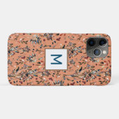 Monogram Elegant Leaves Berries Oranje Waterverf Case-Mate iPhone Case (Achterkant (horizontaal))