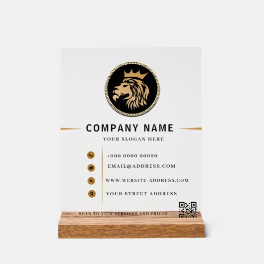 Monogram Elegant Lion Logo Acryl Bord (Voorkant)
