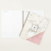 Monogram Elegant Marble Minimalist Roos Gold Big Planner (Display)