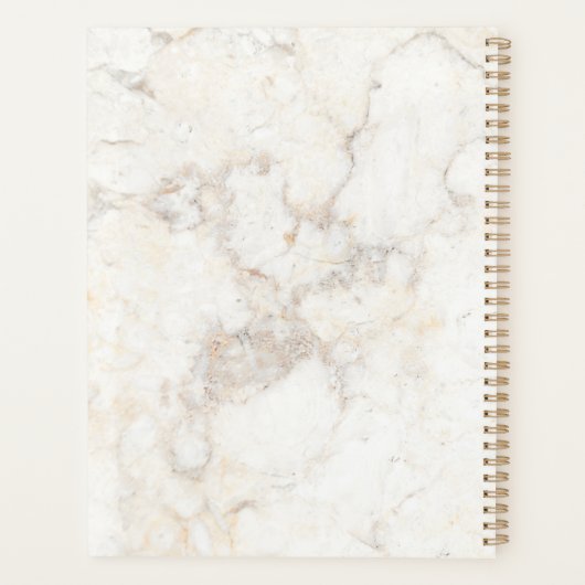 Monogram Elegant Marble Minimalist Roos Gold Big Planner (Achterkant)