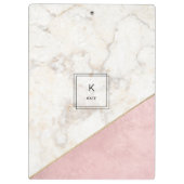 Monogram Elegant Marble Minimalist Roos Gold Klembord (Achterkant)