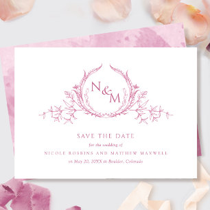 Monogram Elegant Mauve Pink Waterverf Save The Date
