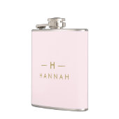 Monogram Elegant Minimaal Blush Roze en Goud Heupfles (Links)