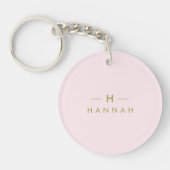 Monogram Elegant Minimaal Blush Roze en Goud Sleutelhanger (Voorkant)