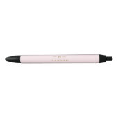Monogram Elegant Minimaal Blush Roze en Goud Zwarte Inkt Pen (Voorkant)