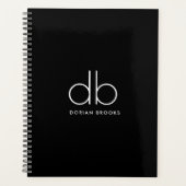 Monogram Elegant Minimaal Klassiek Modern Zwart Planner (Voorkant)