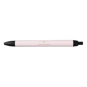 Monogram Elegant Minimaal Roze en Goud Zwarte Inkt Pen